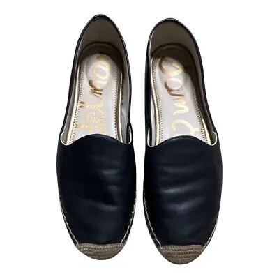 Buy Sam Edelman Kesia Leather Espadrille Shoes Womens 10 M Jute Cap Toe Black • 19.27£