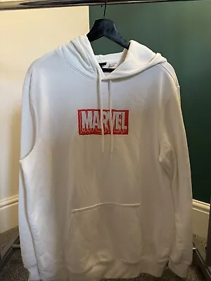 Buy Marvel Logo Hoodie White H&M Regular Fit Medium M • 5£