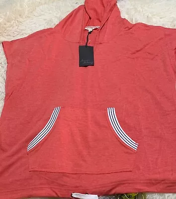 Buy Jane And Delaney Solid Short Sleeved Hoodie Coral Apricot Size L NWT Orange  • 15.78£