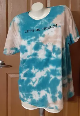 Buy Chemistry Blue And Pink Tee Tie-Dyed Graphic Print  Let's Be Friends  Size XL • 12.16£