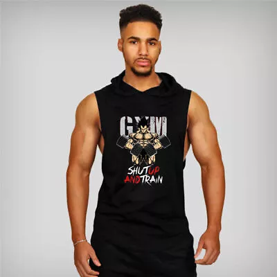Buy Men's Iron Shoulder Gym Tank Top Vest Sportswear Sleeveless Shirt Hoodie • 9.99£