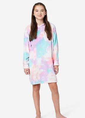 Buy NWT 12 14 16 18 JUSTICE Tie Dye Rainbow Ombre Hoodie Pajamas Nightgown Loungewea • 25.60£