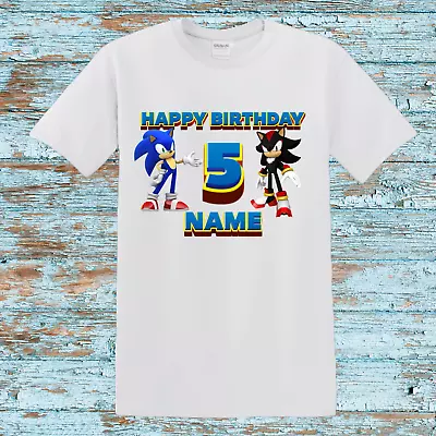 Buy Sonic Personalised Kids Birthday Party Boy T-shirt Gift Any Name Number 3-14yer • 9.99£