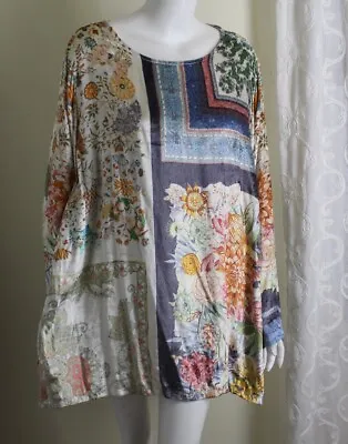 Buy Soft Surroundings Sz 2X Velvet Floral Funky Asian Art-to-Wear Blouse Shirt Top • 70.84£