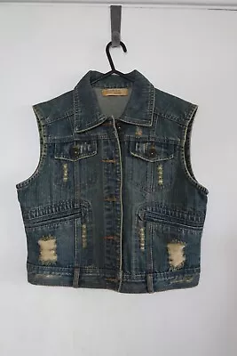 Buy Womens Vintage Denim Vest Jacket, Waistcoat Size 14 • 19£