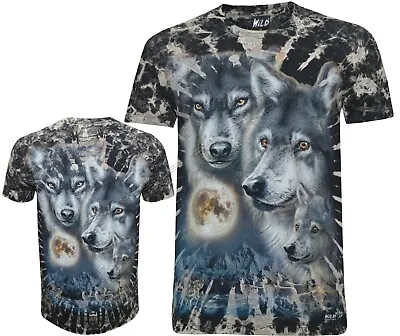 Buy Wolves And The Moon Glow In The Dark Tie Dye T-shirt Wolf Pack M - 4XL By Wild • 11.95£