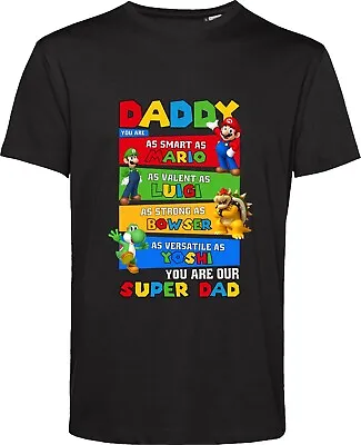 Buy Mario Luigi T Shirt Super Dad Bowser Yoshi Father's Day Daddy Unisex Gift Top • 12.99£