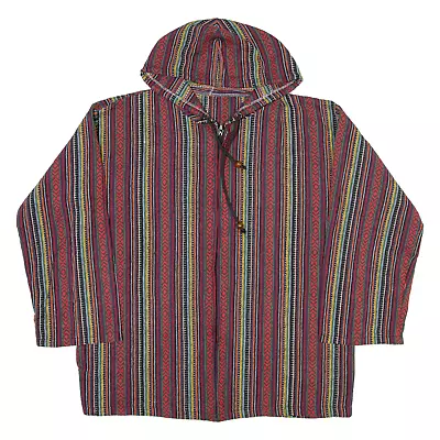 Buy Mens Jacket Red Hooded Striped L • 28.99£