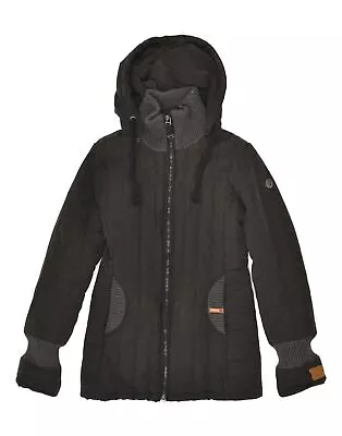 Buy KHUJO Womens Hooded Padded Jacket UK 10 Small Black Cotton BD09 • 30.94£
