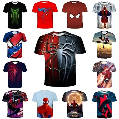 Buy Kids Boys Girls 3D Marvel Spiderman Casual Short Sleeve T-Shirt Tee Top Gift UK • 6.53£
