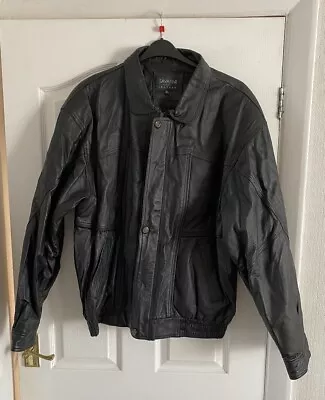 Buy Men’s Black Leather Bomber Jacket Size XL  Not Worn A Lot • 15£