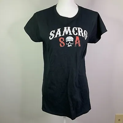 Buy Sons Of Anarchy Retro T-Shirt Samcro Skull  Biker Women XL Shot Sleeve • 4.74£