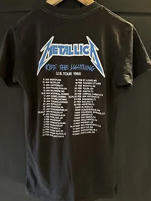 Buy METALLICA Vintage Ride The Lightning 1985 USA Tour T Shirt ORIGINAL S / Vintage • 350£