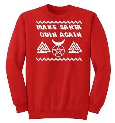 Buy Adults Make Santa Odin Again Viking Pagan Yule Festive Red Christmas Jumper • 21.95£