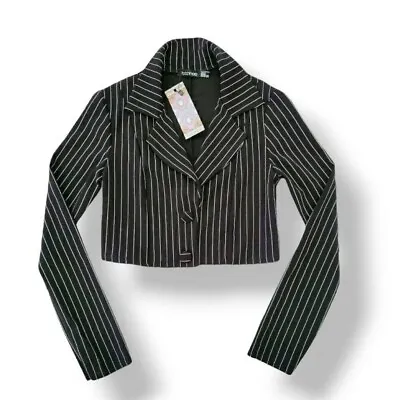 Buy Boohoo Petite Pinstripe Crop Blazer Size Tim Burton Vibes S • 18£