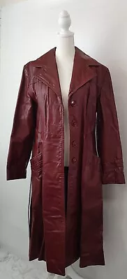 Buy Vintage Women's Burgundy Leather Maxi Coat 70s/80s 37 Chest See Measurements • 112.70£