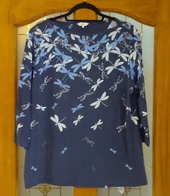 Buy Cotton Traders Navy Long Sleeved Dragonfly Tee Shirt Size 18 • 2.45£