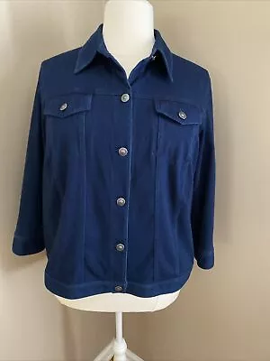 Buy Ruby Rd Navy Blue Jean Casual Button Up Long Sleeve Denim Jacket Womens Size 20W • 19.20£