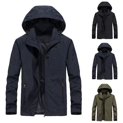 Buy Mens Windproof Waterproof Jacket Tops Outdoor Hiking Zippy Up Hooded Rain Coat • 9.99£