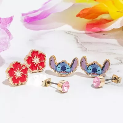 Buy Official Set Of Three Disney Lilo And Stitch Stud Earrings • 12.99£