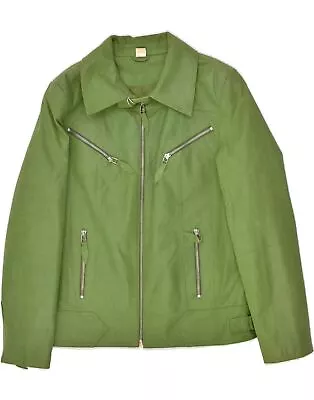 Buy VINTAGE Womens Leather Jacket UK 12 Medium  Green Leather BL80 • 44.95£