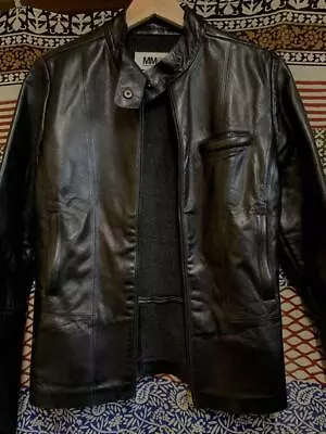 Buy MM6 Leather Riders Jacket Single Black 42 • 193.39£