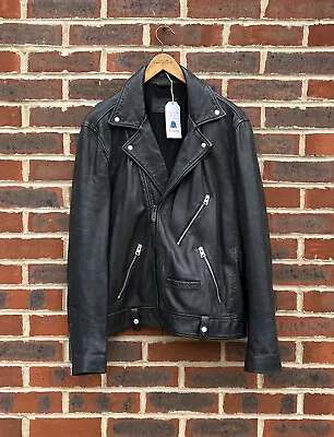 Buy All Saints Mens XL MUIR Leather Biker Jacket Bomber Moto AllSaints XL B13 • 229.99£