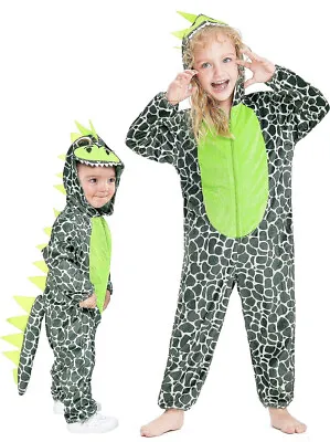 Buy Dinosaur Costume Kids Hooded Dragon Jumpsuit All In One Fleece Pyjamas Age 8-10 • 9.50£