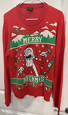 Buy Rick And Morty Merry Rickmas Women's Red Ugly Christmas Sweater Size M • 16.06£