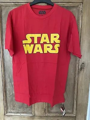 Buy Mens Star Wars Logo  T Shirt Red & Yellow Size Large Brand New With Tags • 6.99£