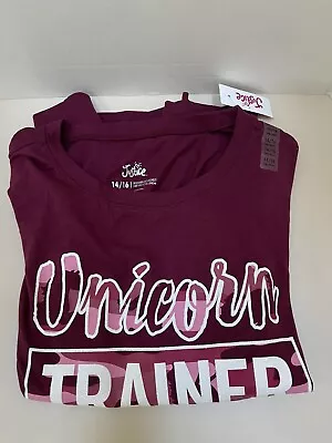Buy Girls Justice Shirt UNICORN TRAINER Long Sleeve T-Shirt 14-16 Burgandy Glitter  • 7.89£