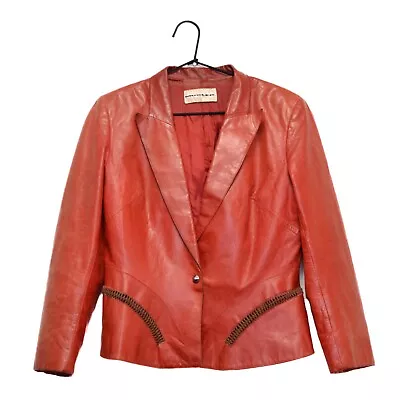 Buy Vintage Mugler 100% Leather Red Women’s Jacket Size L • 151.38£