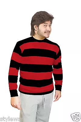 Buy New Ladies Mens Kids Striped Knitted Stripes Jumper Fancy Dress Stripy Sweaters • 9.99£