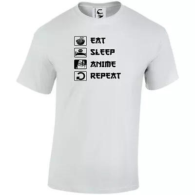 Buy Eat Sleep Anime Repeat T-shirt Tshirt Japanese Gift All Sizes Adults & Kids • 9.99£