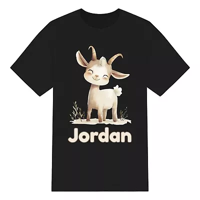 Buy Personalised Cute Watercolour Goat Kids T-Shirt For Boys & Girls. Unisex. Custom • 14.29£