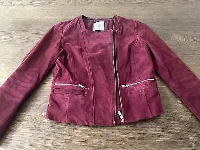 Buy Zara - Ladies - Pigskin Leather  Biker Jacket - Burgundy - Size M • 9.50£