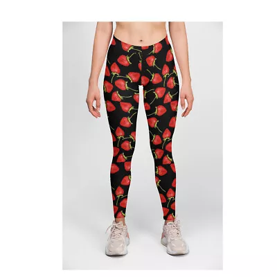 Buy Women's Cute Strawberry Fruit Print Stretch Leggings Alternative Stretchy Fabric • 19.99£