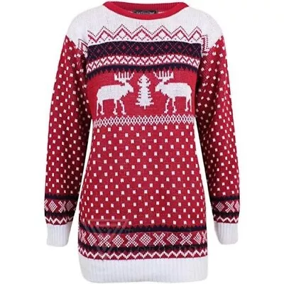 Buy New Adults Reindeer Design Christmas Skiing  Winter Acrylic Knitted Jumper • 5.99£