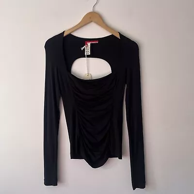 Buy Miss Sixty Y2K Black Ruched Cut Out Noemie One Top Long Sleeve Size L NEW 90s • 24.99£