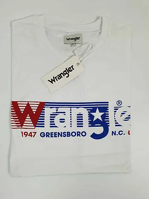 Buy Wrangler White Greensboro Crew Neck Logo UK LARGE Short Sleeved T-Shirt Tee • 17.95£
