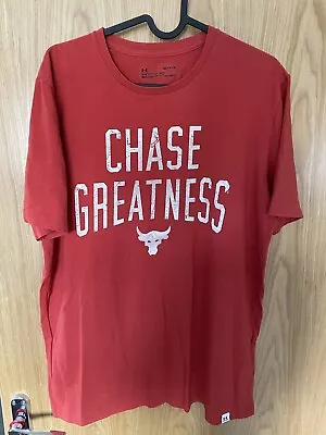 Buy Under Armour Project Rock Chase Greatness T Shirt Size M - The Rock WWE • 15£