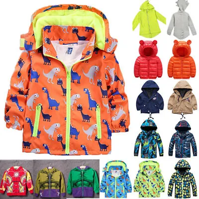 Buy Kids Boys Girls Casual Hooded Jacket Coat Zipper Windbreaker Outwear Top Clothes • 10.59£