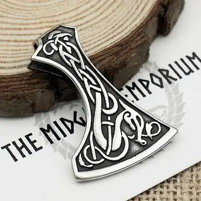 Buy Viking Dragon Axe  Necklace Stainless Steel Pendant Mens Jewellery  • 10.80£