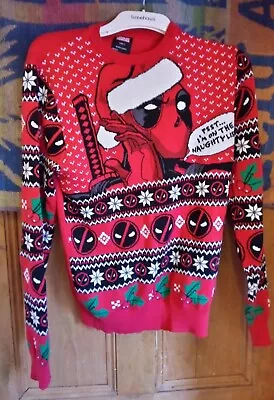 Buy Marvel Deadpool Xmas Jumper Size S In Excellent Condition • 2.50£