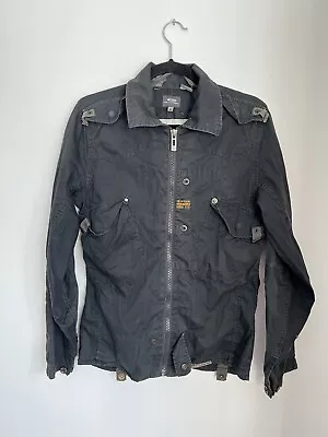 Buy G-Star RAW Denim Full Zip Snap Button Combo Black Military Jacket Size Medium • 32.95£