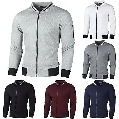 Buy Men's Male Long Sleeve Grid Zip Jumper Cardigan Coat Casual Jacket Outwear Tops▽ • 16.55£