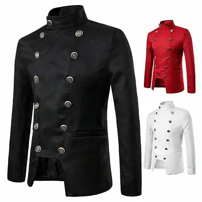 Buy Mens Double-Breasted Hussar Jacket Artillery Drummer Steampunk Blazers Tops • 30.84£