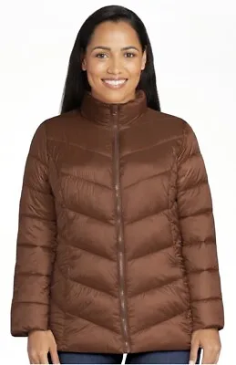 Buy Time & Tru Womens Chevron Mid Weight Puffer Jacket Size XS (0-2), New • 15.11£