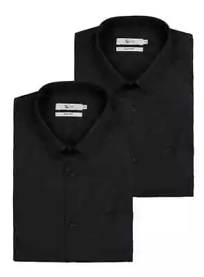 Buy RRP £15 2 Pack Tu Black Slim Fit Shirts Long Sleeved Easy Iron 18.5 Inch Collar • 11.99£
