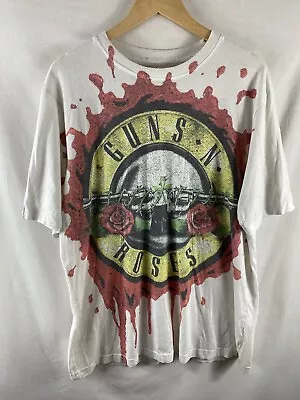 Buy Guns N Roses T Shirt XXL Size 2XL Short Sleeved Crew Neck Bullet Logo White • 12.95£